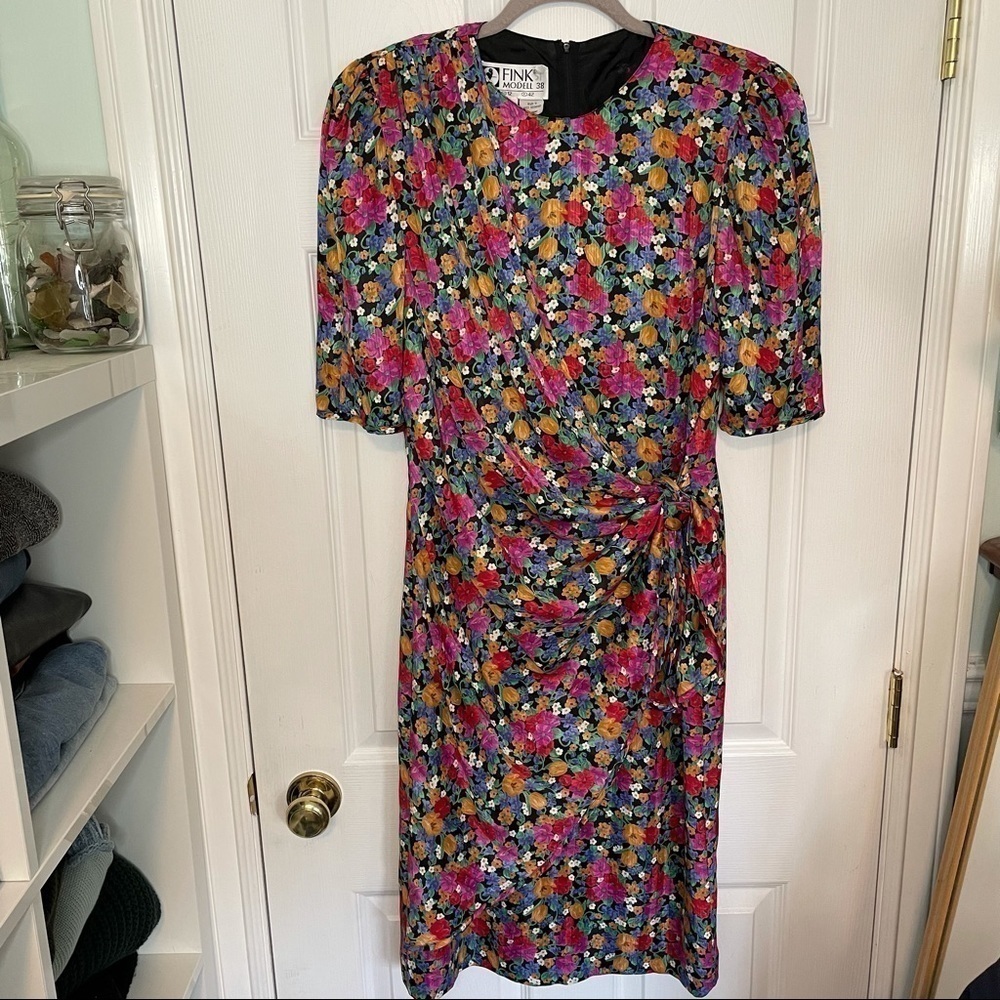 𝅺FINK Modell Vintage Floral Midi Dress 12